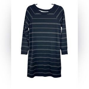 Maurices Long Sleeve Black Striped Crew Neck Lattice Back T Shirt Dress SM